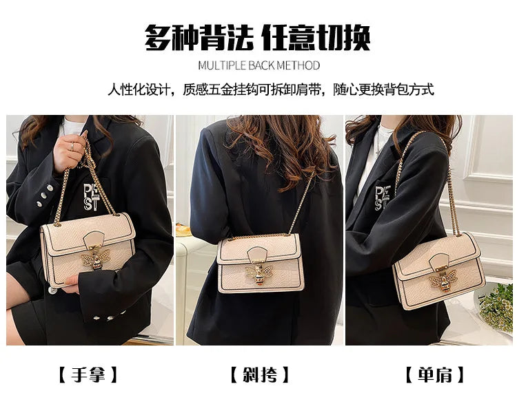 Luxury Crooobody Handbag. Bee Lock Tote Casual Flap . Crocodile Print  Handbag