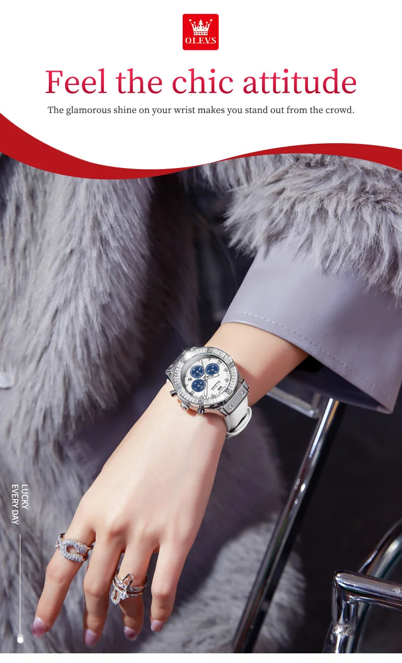 Analog Quartz Watch for Women Leather Strap Waterproof Luxury Elegant