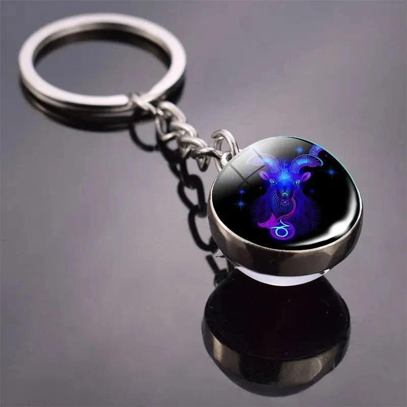 Glass Ball Zodiac Luminous Keychain