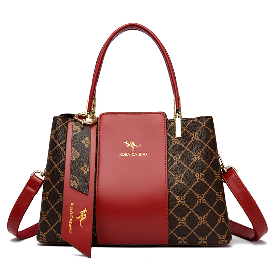 Luxury Handbag Fashion Print Large Capacity Soft Leather