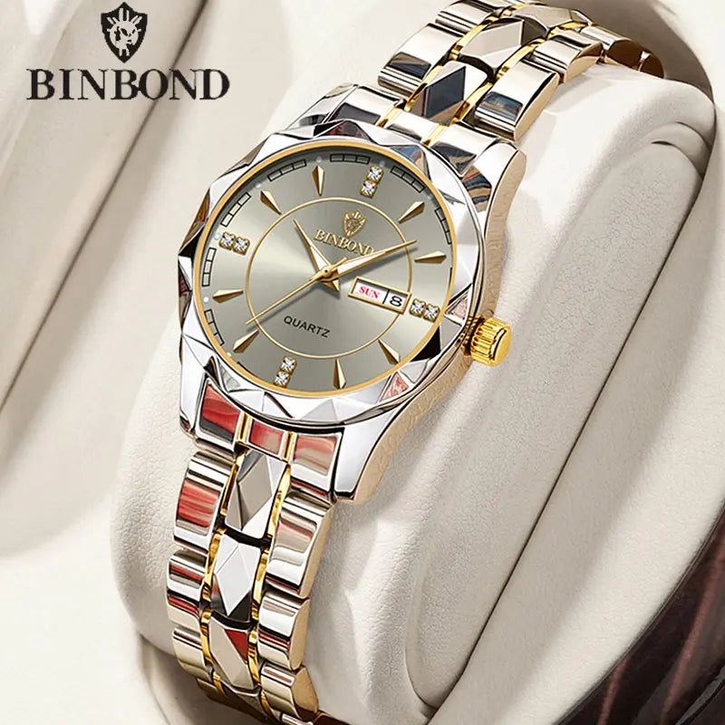 Luxury Fashion Ladies Quartz Watch Waterproof with Luminous Date