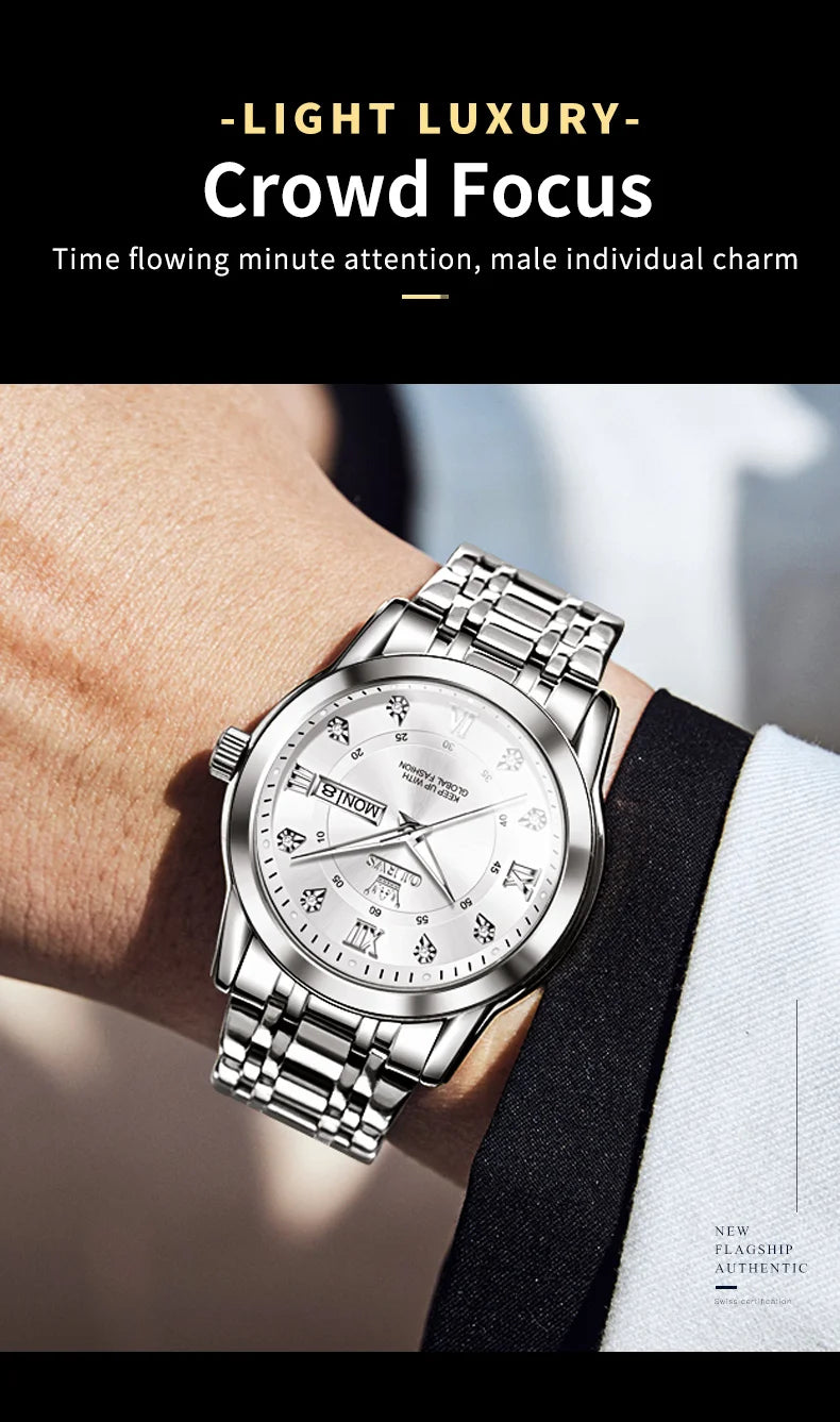 Watch for Men Luxury Diamonds Gold Watch Waterproof