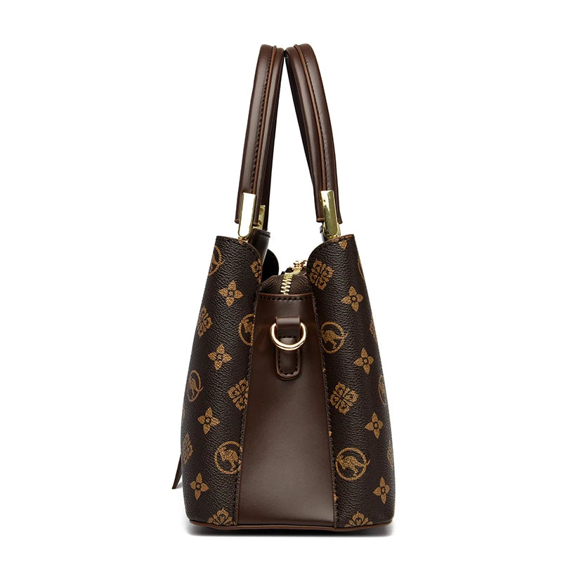 Luxury Handbag Fashion Print Large Capacity Soft Leather