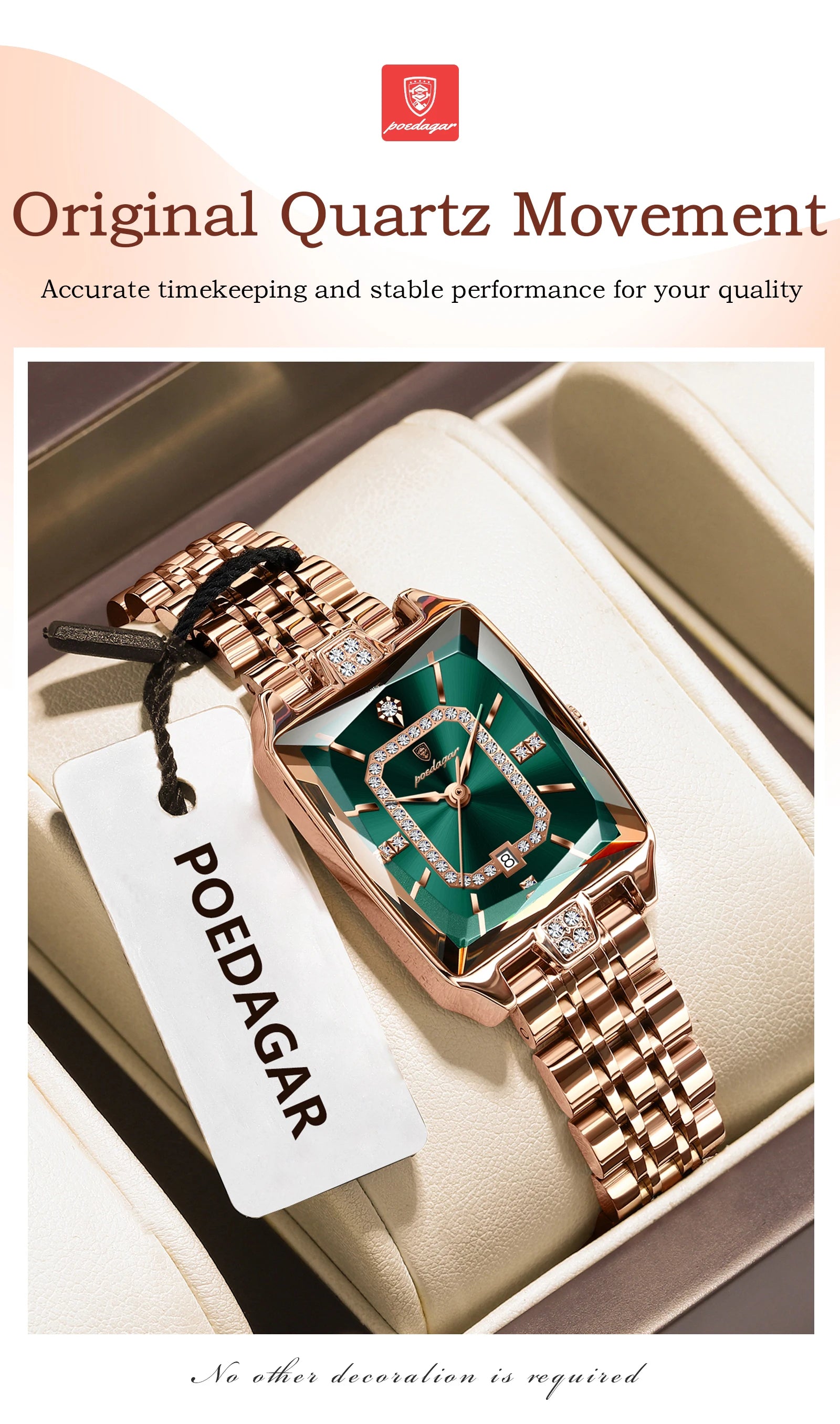 Luxury Ladies Wristwatch. Waterproof and Stainless Steel