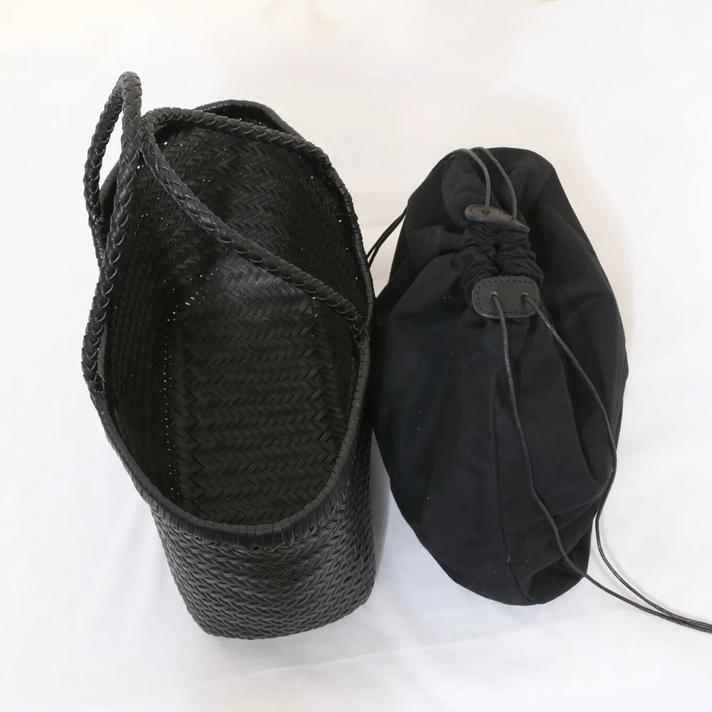 Genuine Leather Shoulder Bag Weaving Casual Shopping Bag