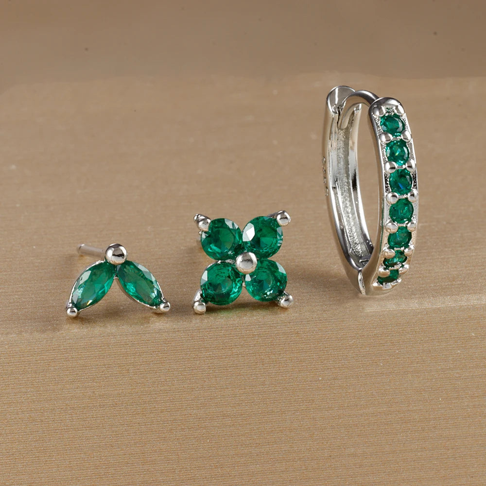 Flower Hoop Earrings Set