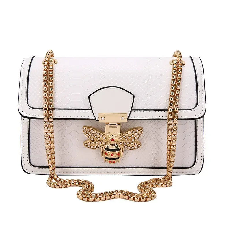 Luxury Crooobody Handbag. Bee Lock Tote Casual Flap . Crocodile Print  Handbag