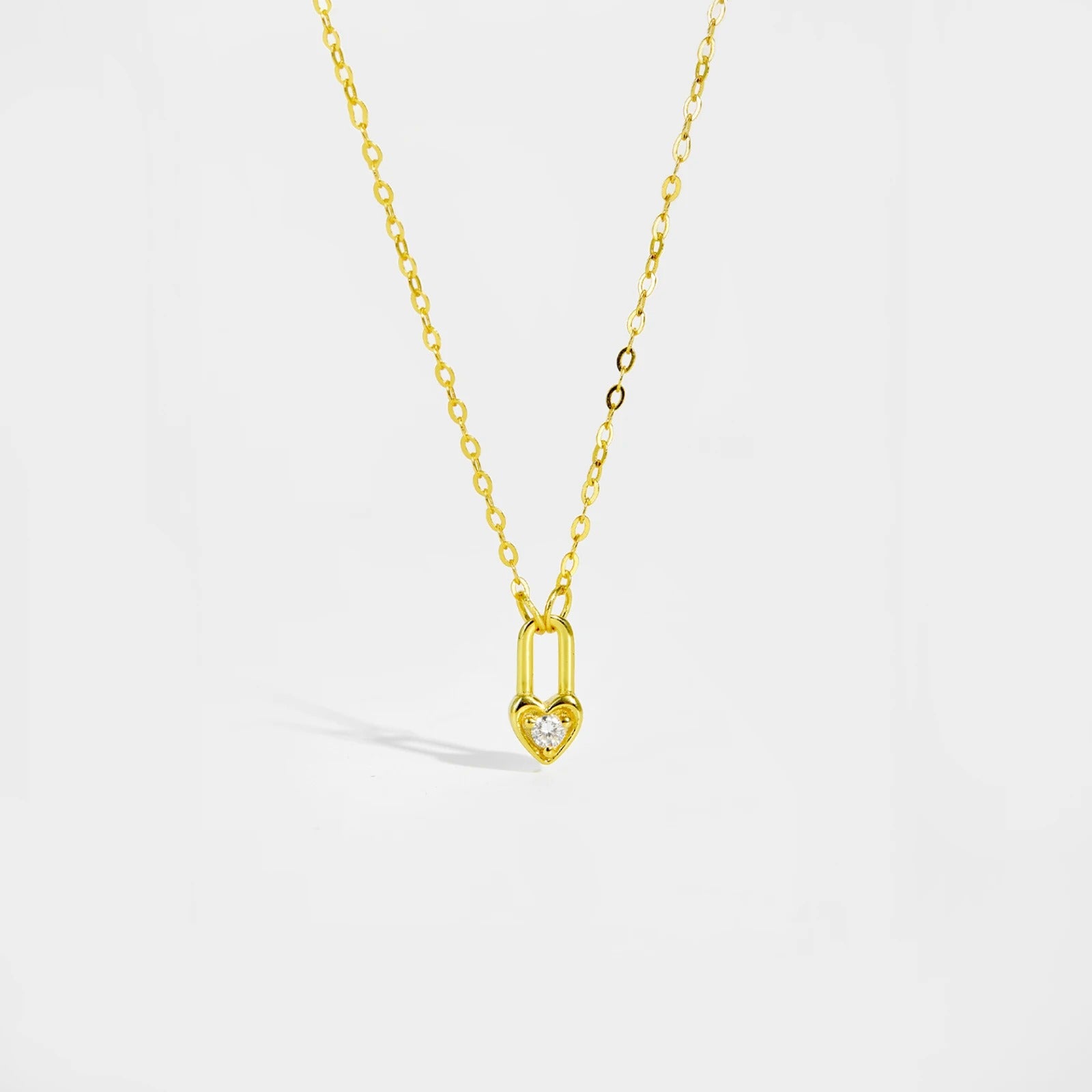 Sterling Silver Heart Padlock Necklace
