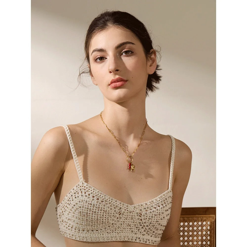 Palm & Red Chili Heart Pendant Necklace