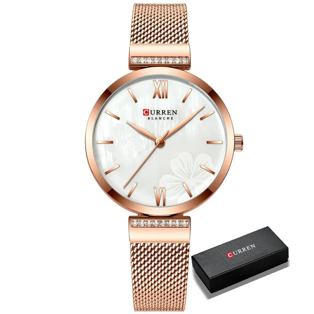 Women’s Luxury Gold Quartz Bracelet Watch Stainless Steel Wristwatch - Oreela