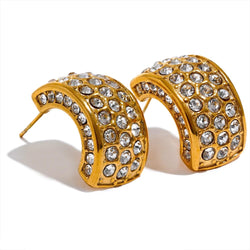 Zirconia Geometric C-Shaped Earrings