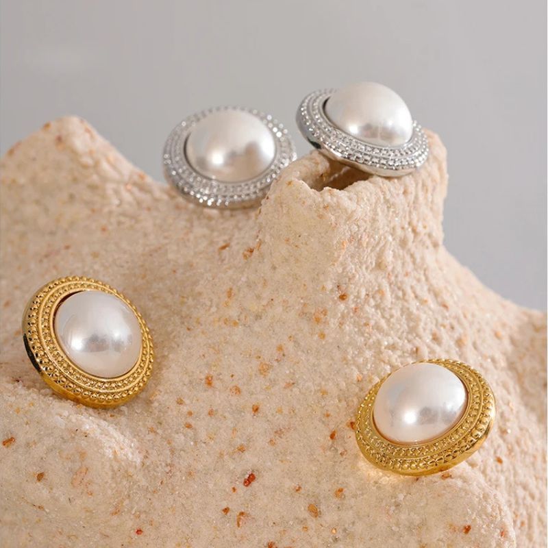 PVD Plated Pearl Studs