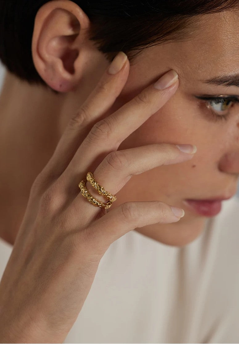 18K Gold-Plated Textured Ring