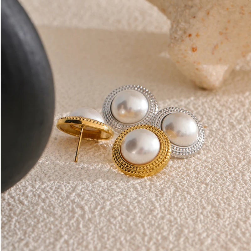 PVD Plated Pearl Studs