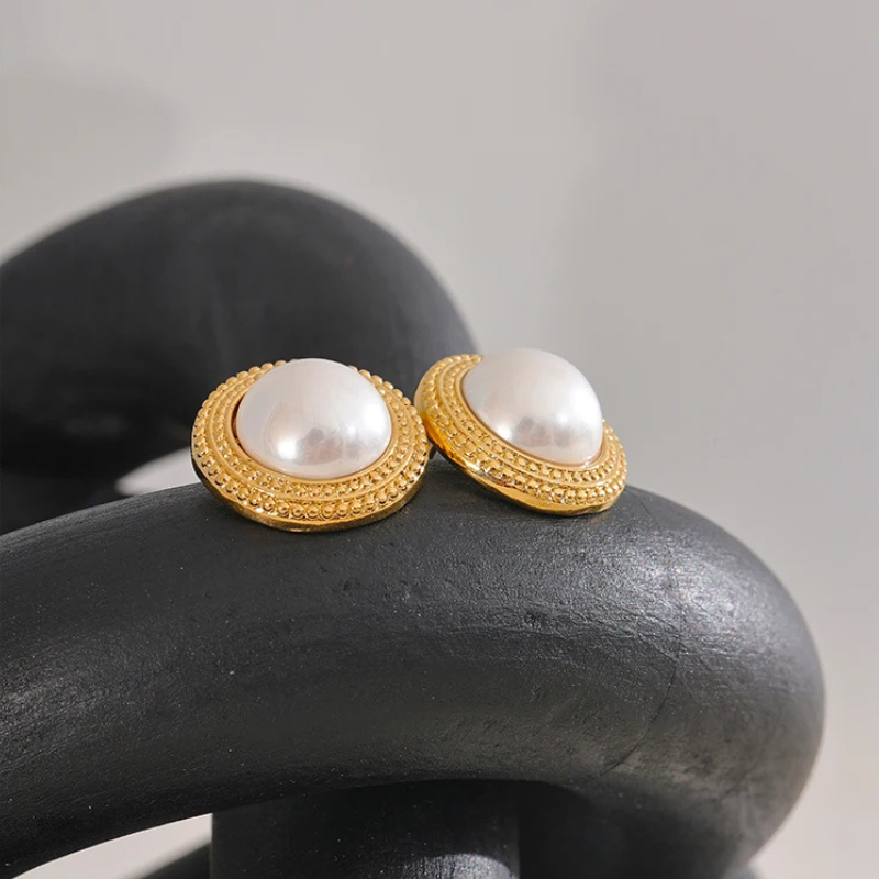 PVD Plated Pearl Studs