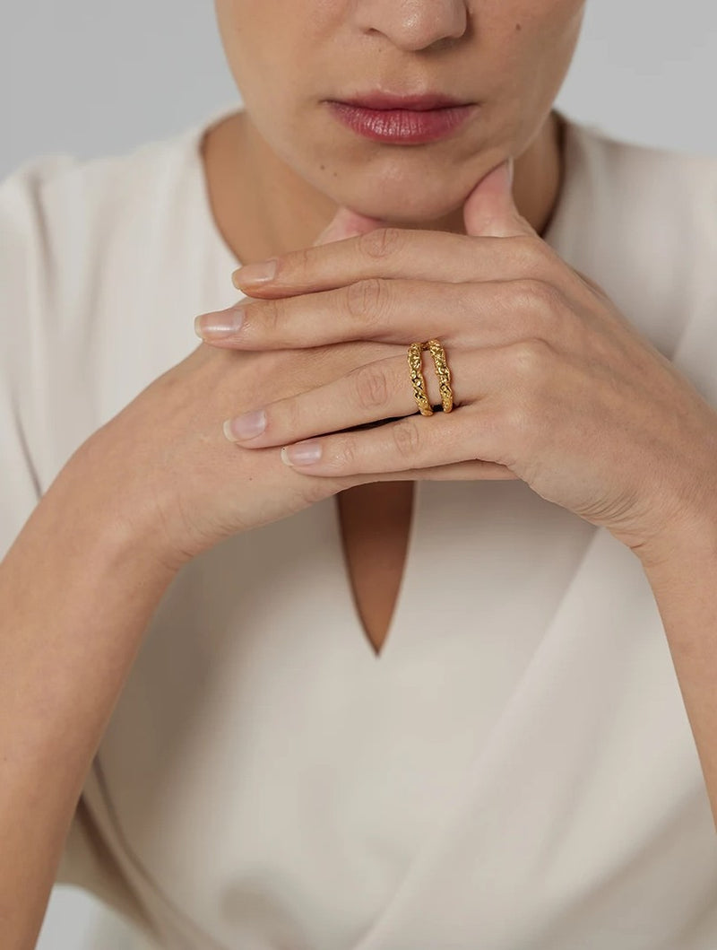 18K Gold-Plated Textured Ring