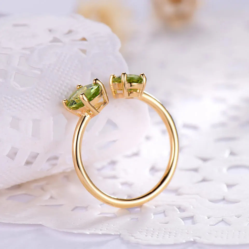 Golden Radiance Natural Peridot Ring