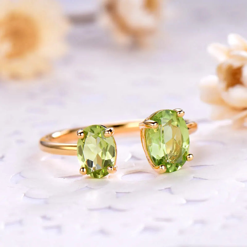 Golden Radiance Natural Peridot Ring