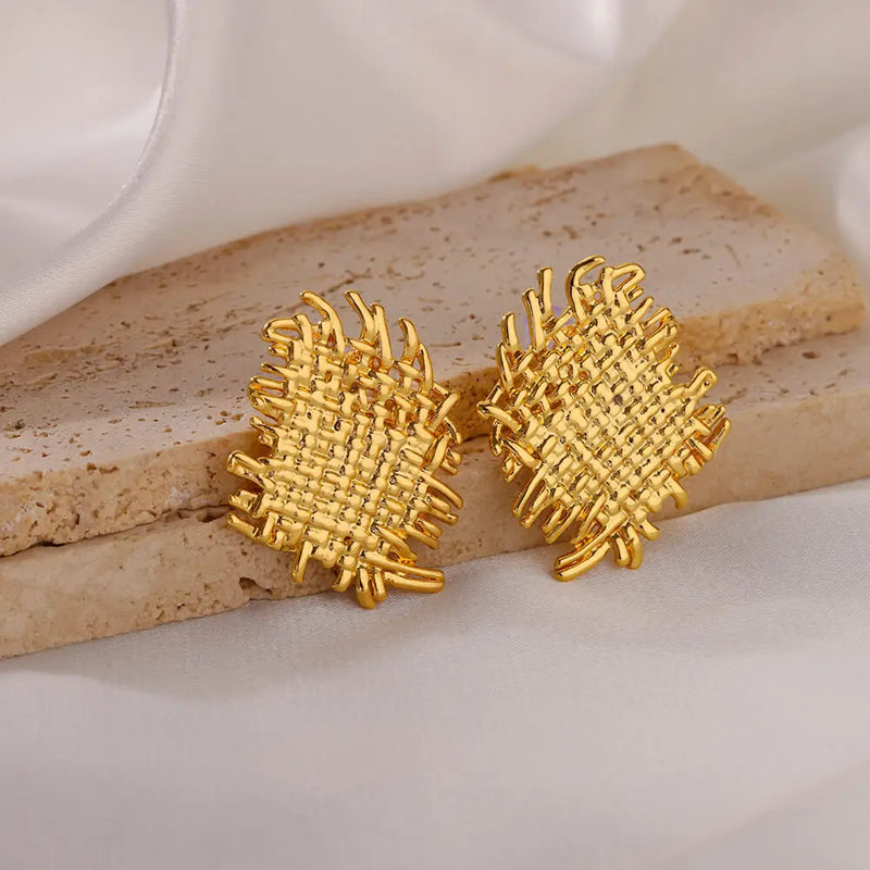 Braided Geometric Stud Earrings