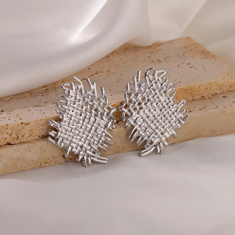 Braided Geometric Stud Earrings