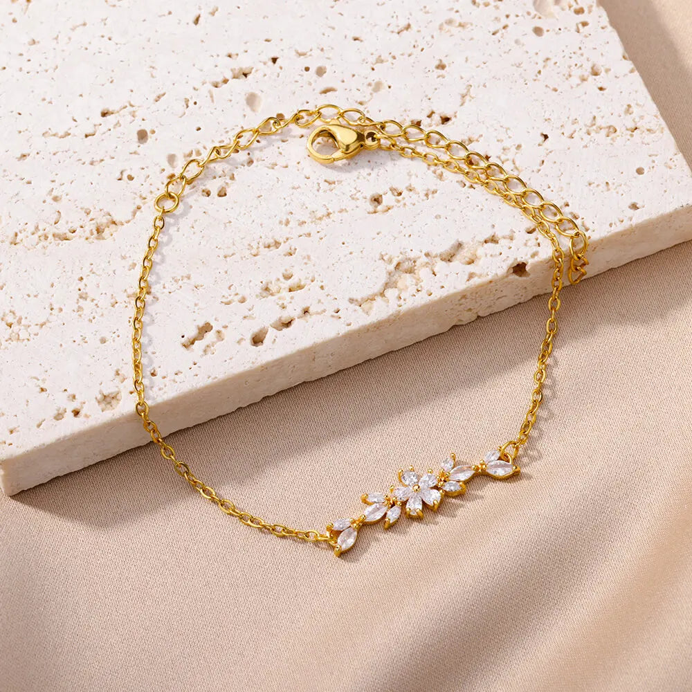 Floral Stone Gold Bracelet