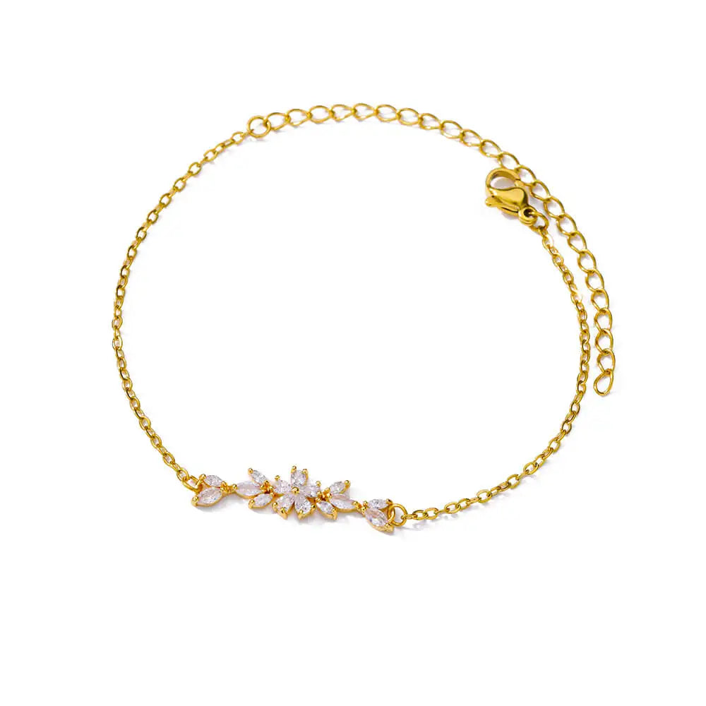 Floral Stone Gold Bracelet