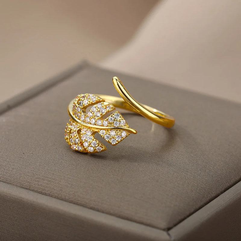 Palm Leaf Gold Ring