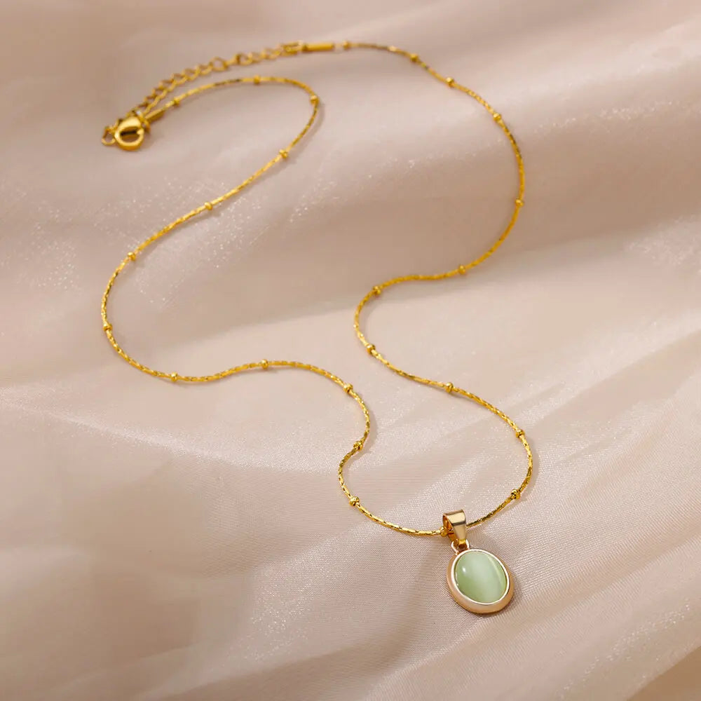 Green Opal Stone Necklace
