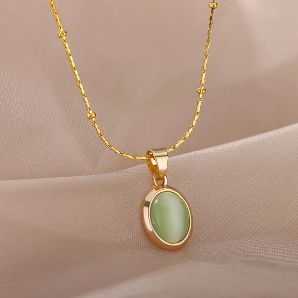 Green Opal Stone Necklace