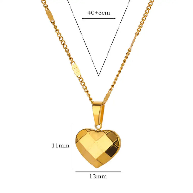 Geometric Heart Pendant Necklace