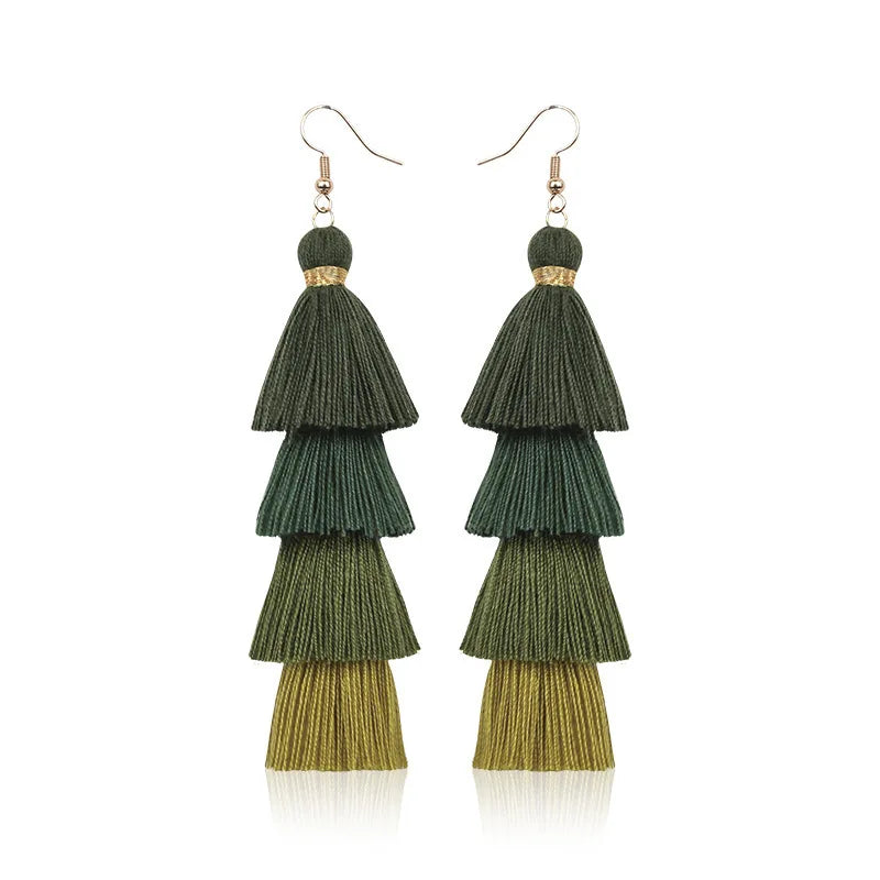Bohemian 4-Layer Tassel Earrings