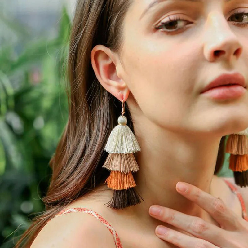 Bohemian 4-Layer Tassel Earrings