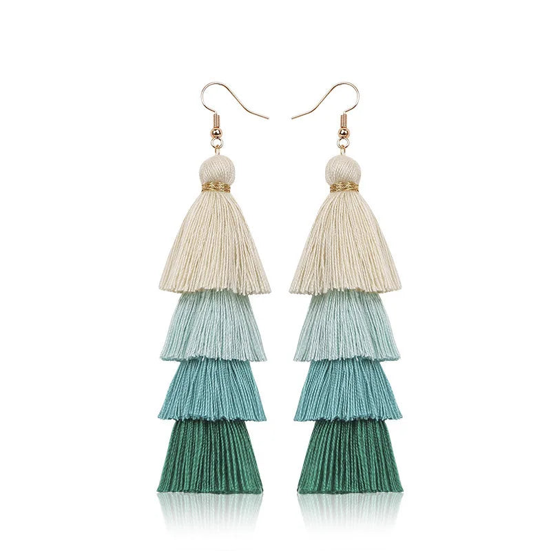 Bohemian 4-Layer Tassel Earrings