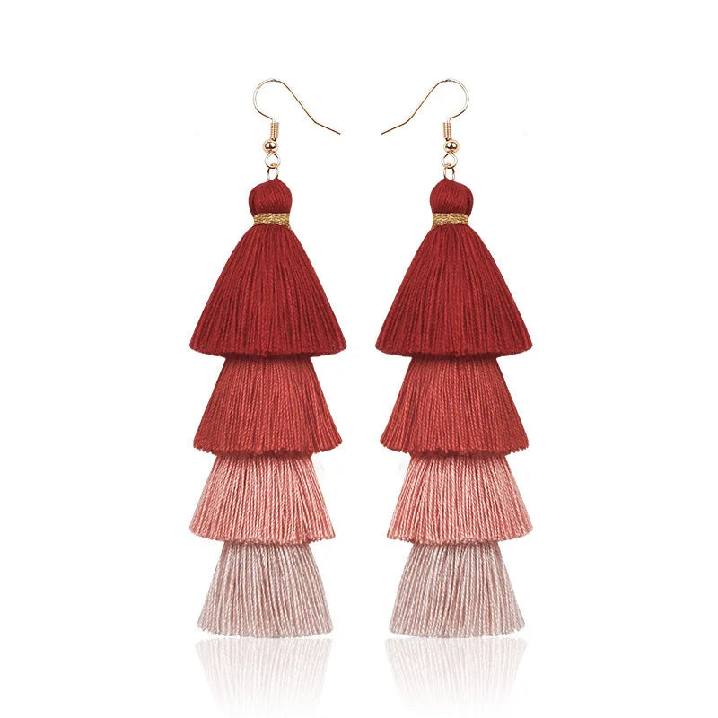 Bohemian 4-Layer Tassel Earrings