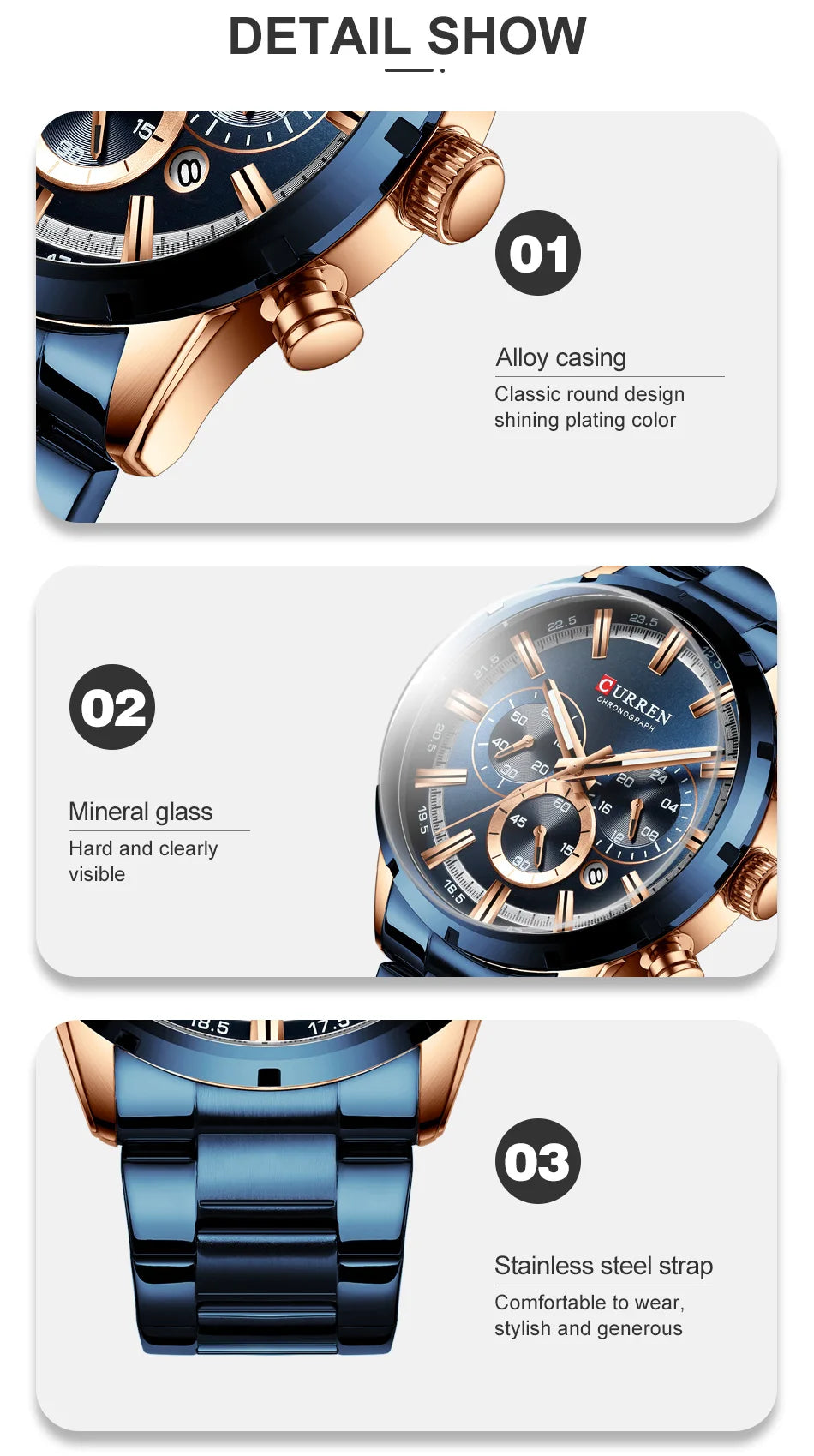 Luxury Men's Watch. Full Steel Waterproof Chronograph Wristwatch