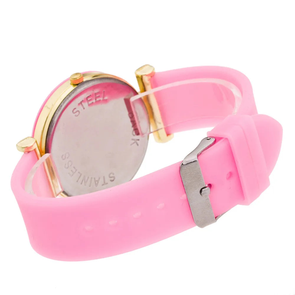 Black White Quartz Watch. Women Minimalist Design Silicone Strap