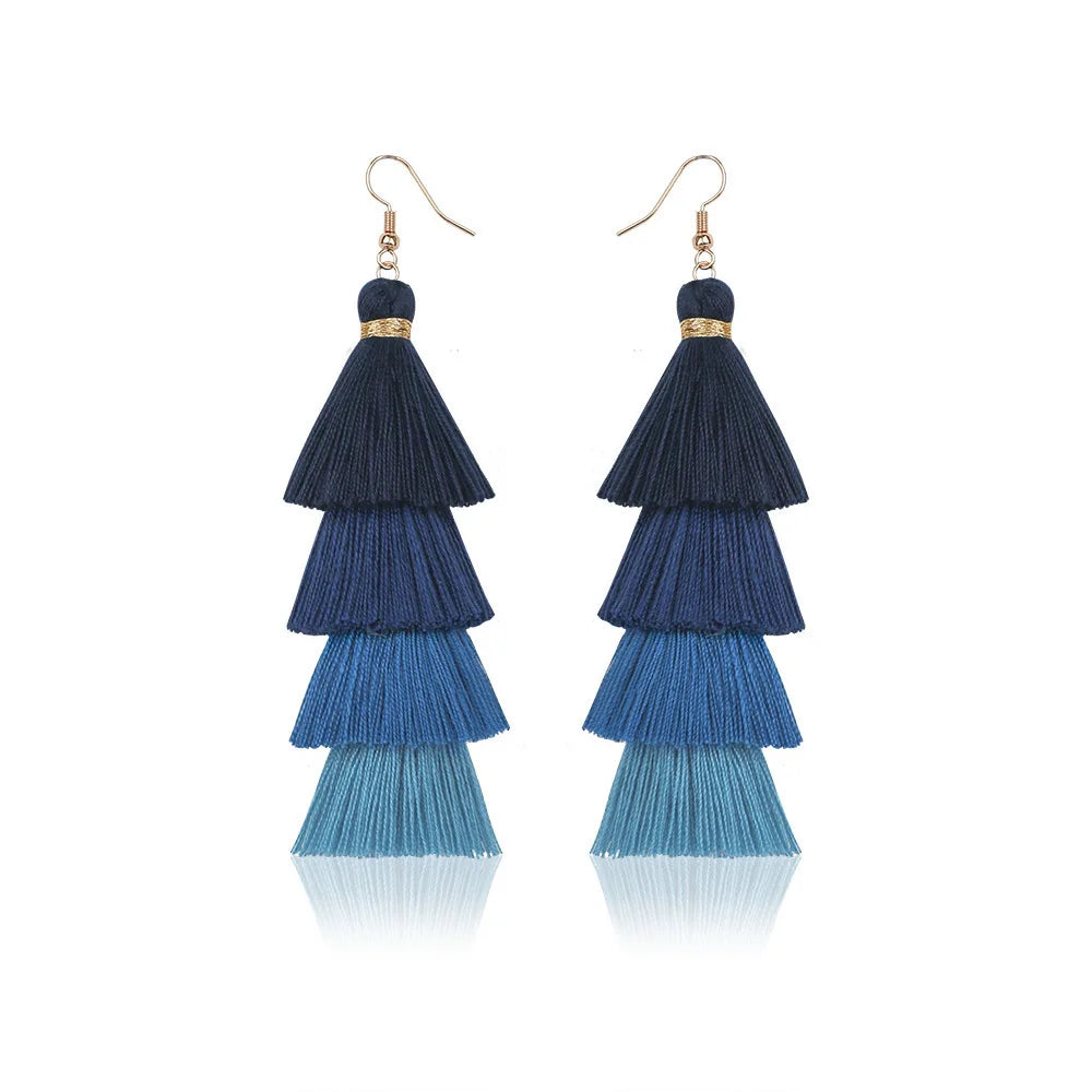 Bohemian 4-Layer Tassel Earrings