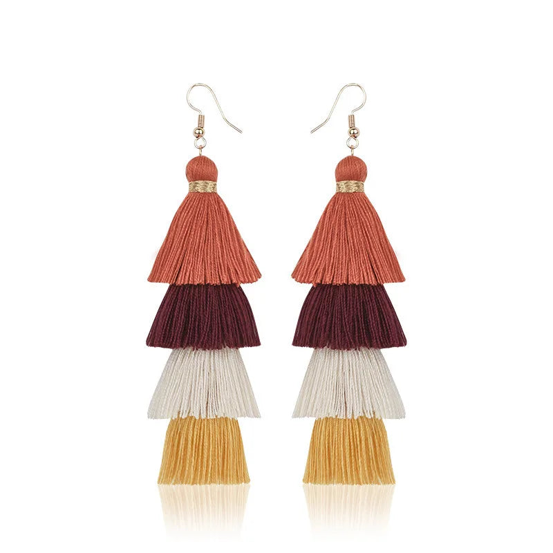 Bohemian 4-Layer Tassel Earrings