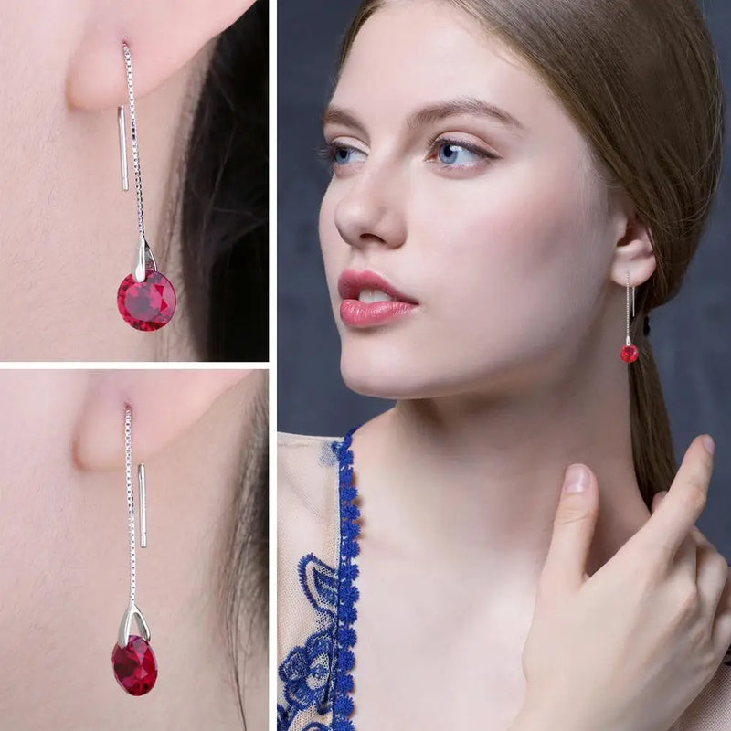 Red Ruby Threader Earrings