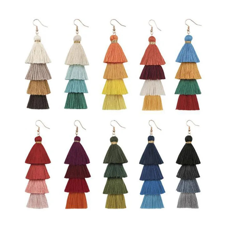 Bohemian 4-Layer Tassel Earrings