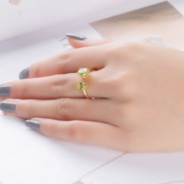 Golden Radiance Natural Peridot Ring