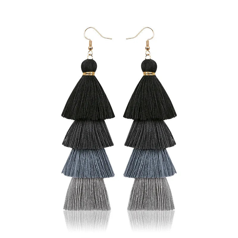 Bohemian 4-Layer Tassel Earrings