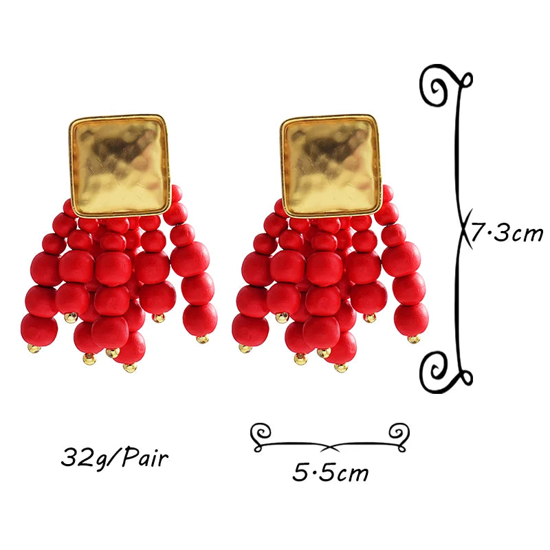 Wooden Beaded Bohemian Earrings