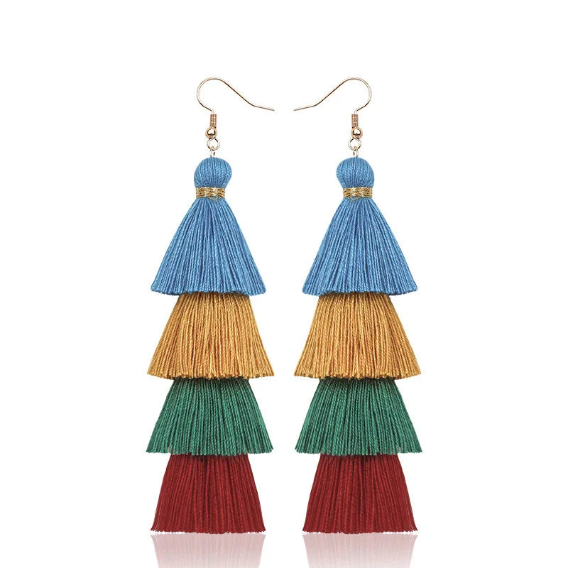 Bohemian 4-Layer Tassel Earrings