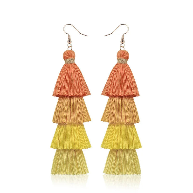 Bohemian 4-Layer Tassel Earrings