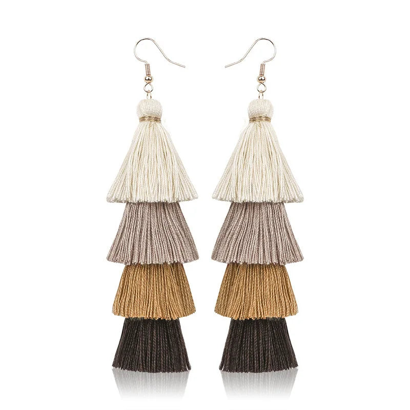 Bohemian 4-Layer Tassel Earrings