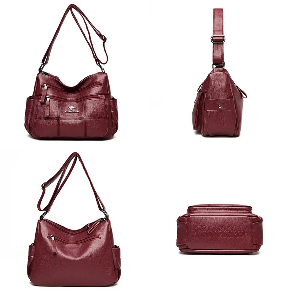 Leather Luxury Handbag. Shoulder Crossbody Handbag