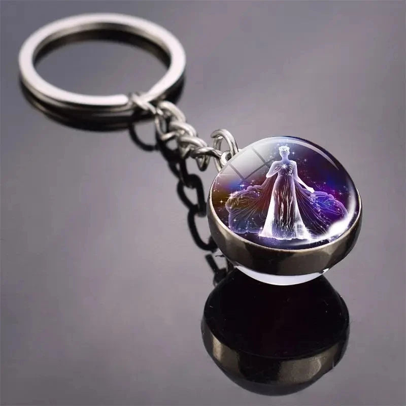 Glass Ball Zodiac Luminous Keychain