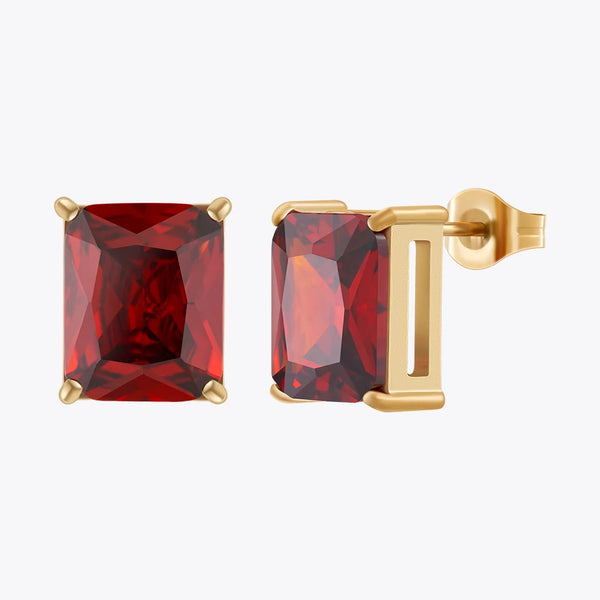 Red Zircon Stud Earrings