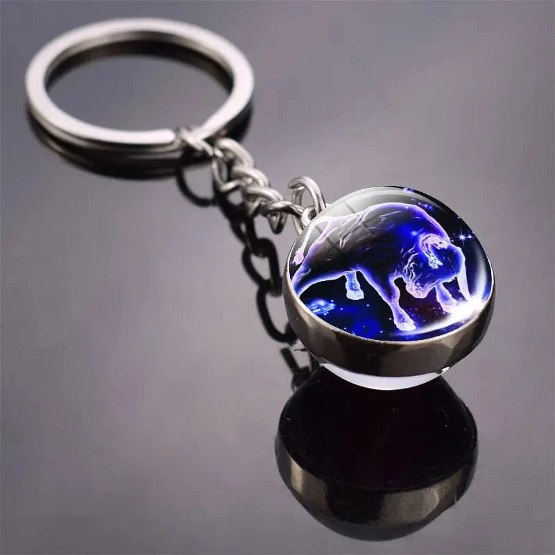 Glass Ball Zodiac Luminous Keychain